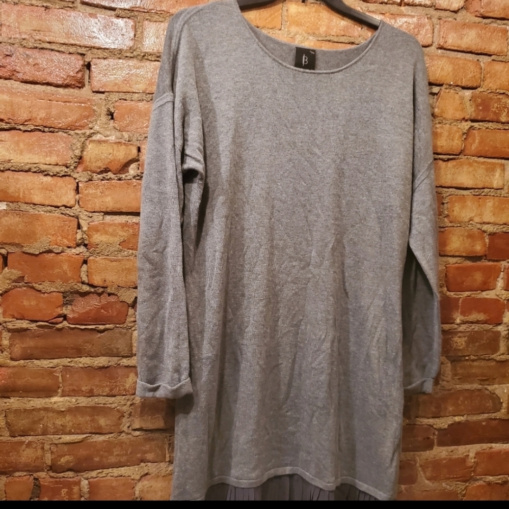 Gray light sweater dress with pleats at bottom BUNDLE AND SAVE!